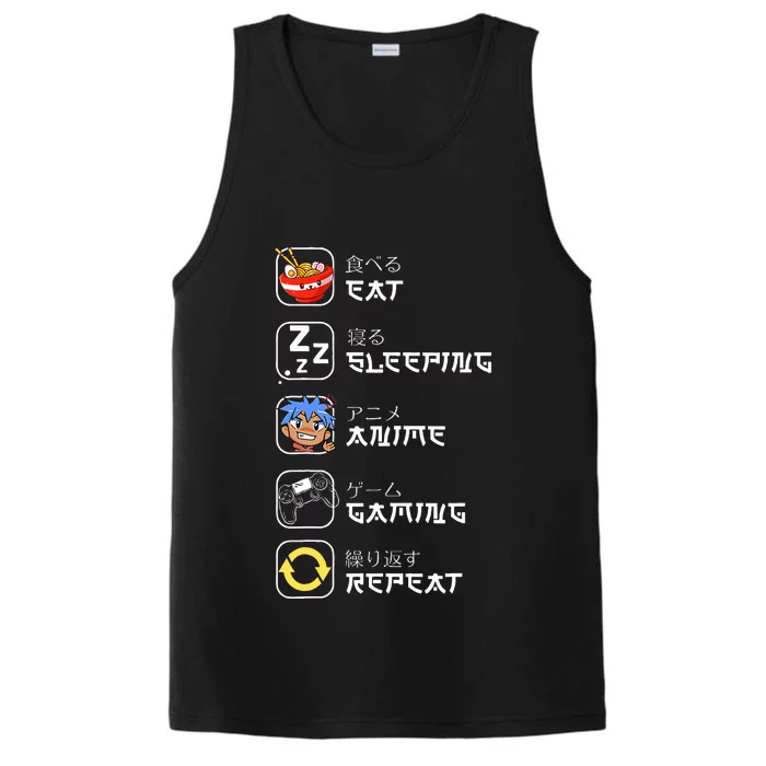 Eat Sleep Anime Gaming Repeat Japan Otaku Kawaii Manga Anime Performance Tank