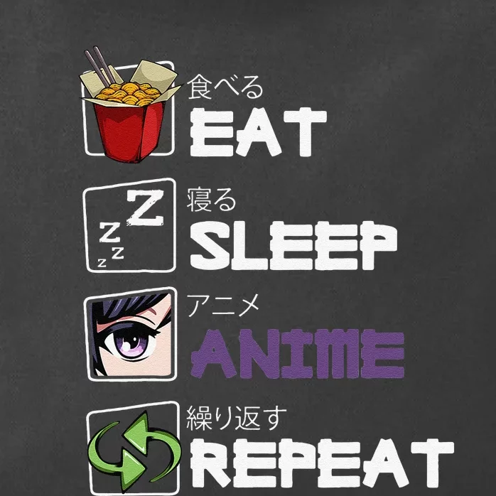 Eat Sleep Anime Repeat Kawaii Otaku Manga Japan Fan Kanji Zip Tote Bag