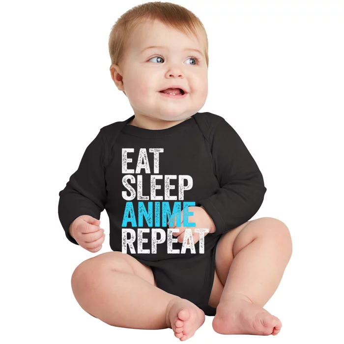 Eat Sleep Anime Repeat Japanese Animation Lover Baby Long Sleeve Bodysuit