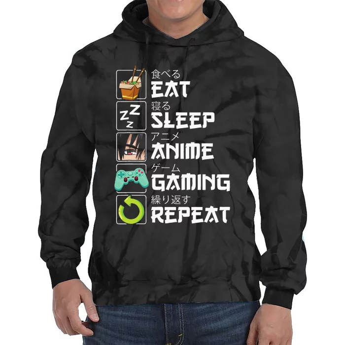 Eat Sleep Anime Gaming Repeat Kawaii Otaku Anime Manga Tie Dye Hoodie