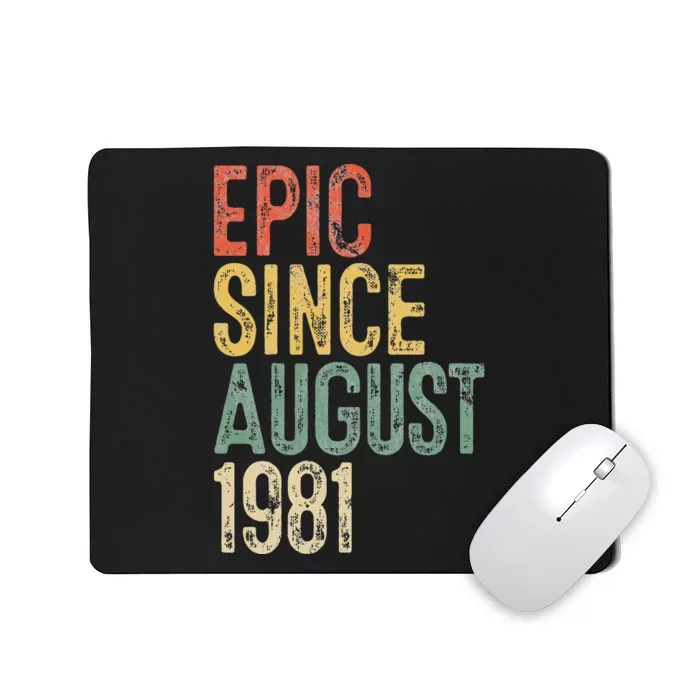 Epic Since August 1981 40th Birthday 40 Year Old Mousepad