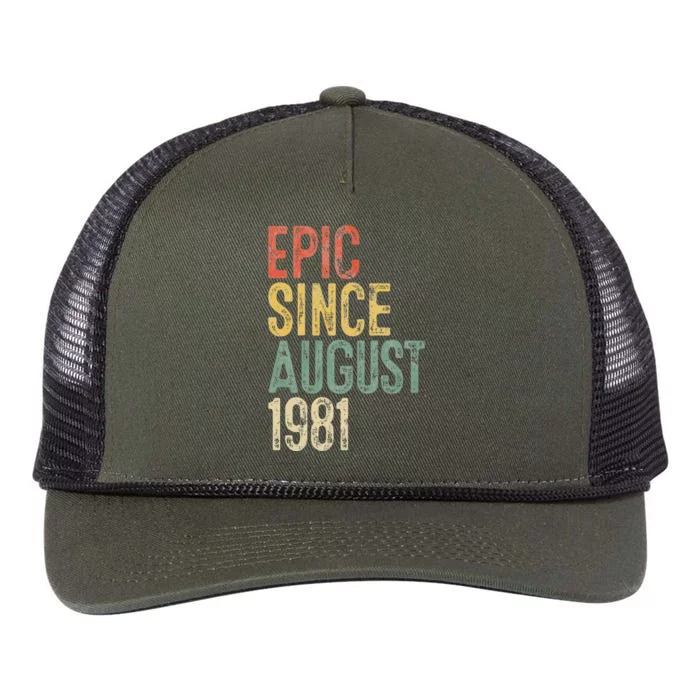 Epic Since August 1981 40th Birthday 40 Year Old Retro Rope Trucker Hat Cap