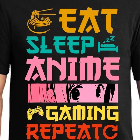 Eat Sleep Anime Gaming Repeat Kawaii Otaku Anime Manga Pajama Set