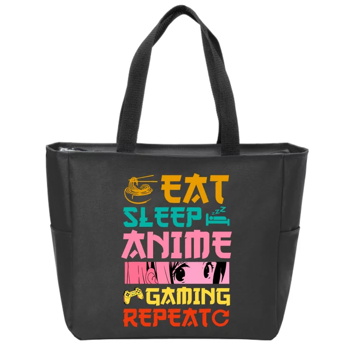 Eat Sleep Anime Gaming Repeat Kawaii Otaku Anime Manga Zip Tote Bag