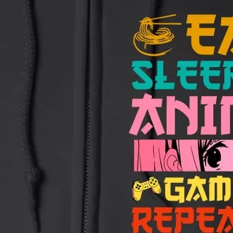 Eat Sleep Anime Gaming Repeat Kawaii Otaku Anime Manga Full Zip Hoodie