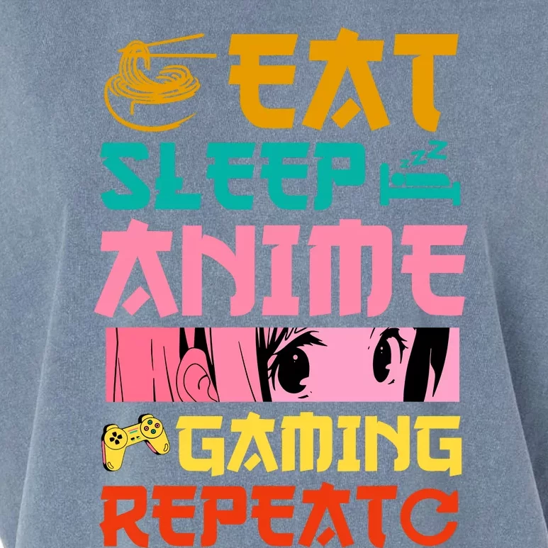 Eat Sleep Anime Gaming Repeat Kawaii Otaku Anime Manga Garment-Dyed Women's Muscle Tee