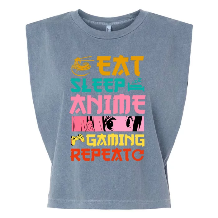 Eat Sleep Anime Gaming Repeat Kawaii Otaku Anime Manga Garment-Dyed Women's Muscle Tee