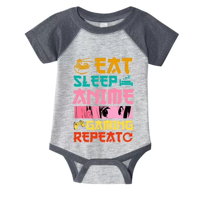 Eat Sleep Anime Gaming Repeat Kawaii Otaku Anime Manga Infant Baby Jersey Bodysuit