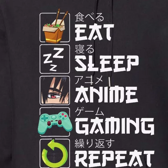 Eat Sleep Anime Gaming Repeat Kawaii Otaku Anime Manga Premium Hoodie