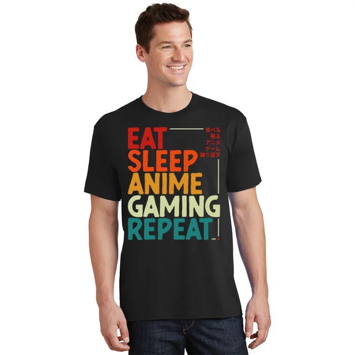 Eat Sleep Anime Gaming Repeat Otaku Gamer Japanese Anime T-Shirt