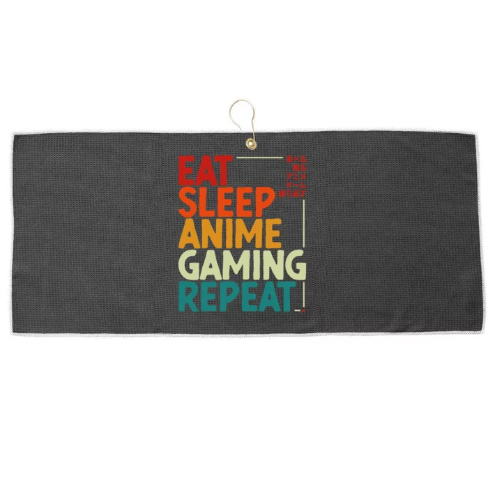 Eat Sleep Anime Gaming Repeat Otaku Gamer Japanese Anime Large Microfiber Waffle Golf Towel