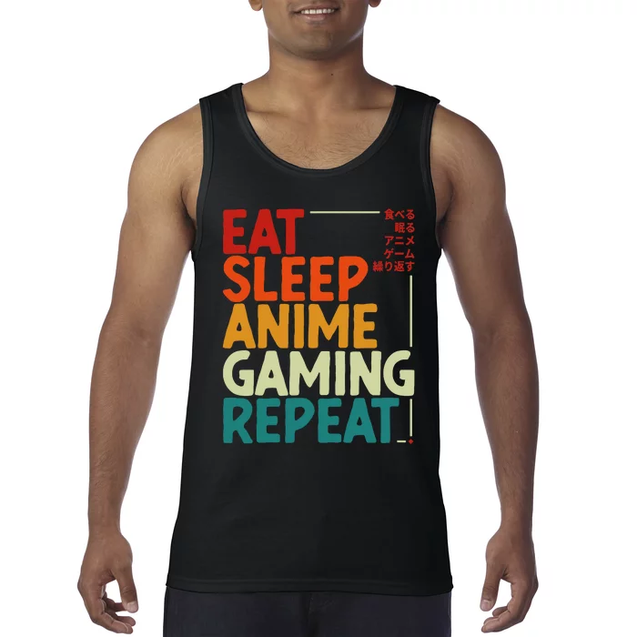 Eat Sleep Anime Gaming Repeat Otaku Gamer Japanese Anime Tank Top