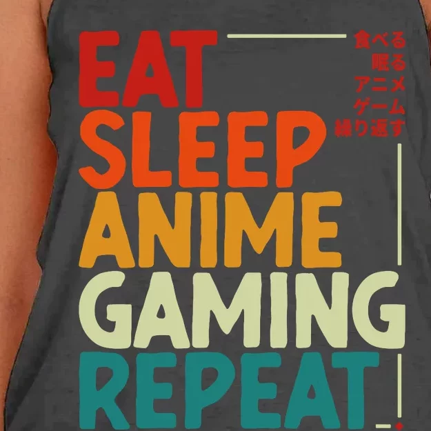 Eat Sleep Anime Gaming Repeat Otaku Gamer Japanese Anime Women's Knotted Racerback Tank