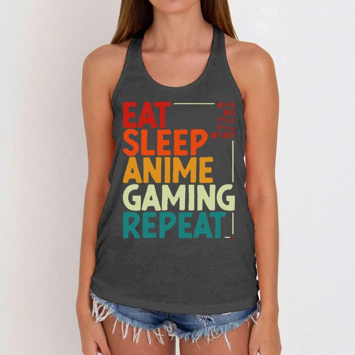 Eat Sleep Anime Gaming Repeat Otaku Gamer Japanese Anime Women's Knotted Racerback Tank