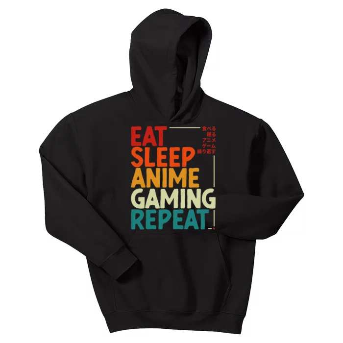 Eat Sleep Anime Gaming Repeat Otaku Gamer Japanese Anime Kids Hoodie