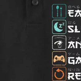 Eat Sleep Anime Gaming Repeat Funny Otaku Gamer Dry Zone Grid Performance Polo