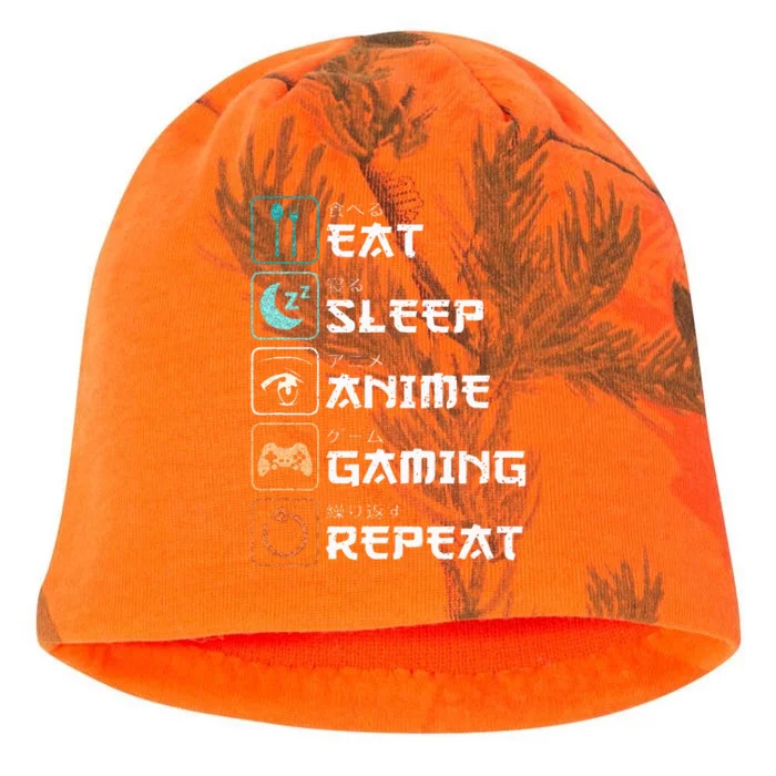 Eat Sleep Anime Gaming Repeat Funny Otaku Gamer Kati - Camo Knit Beanie