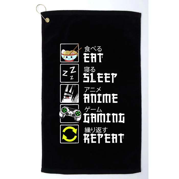 Eat Sleep Anime Gaming Repeat Kawaii Otaku Anime Manga Platinum Collection Golf Towel