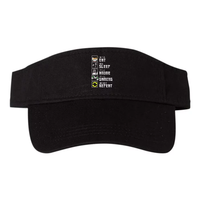 Eat Sleep Anime Gaming Repeat Kawaii Otaku Anime Manga Valucap Bio-Washed Visor