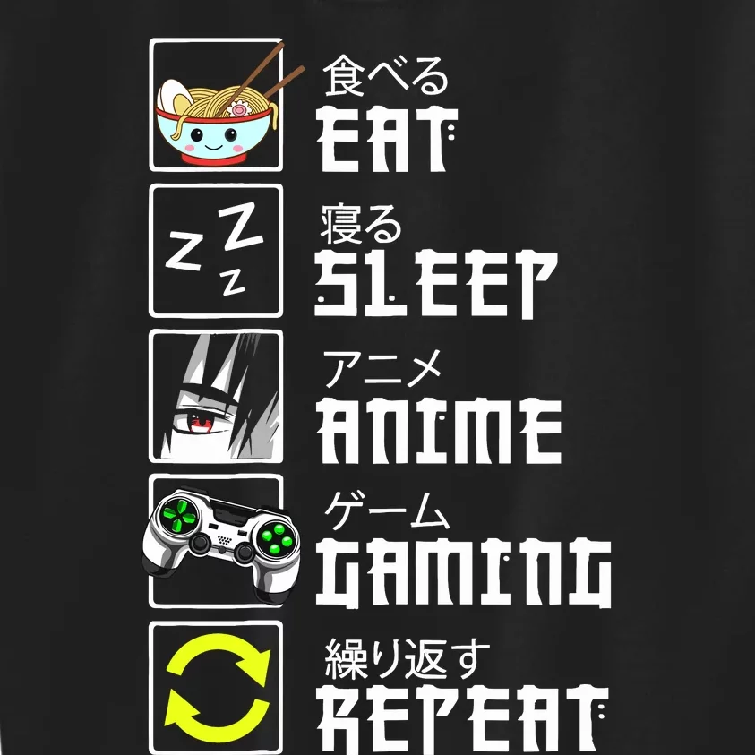 Eat Sleep Anime Gaming Repeat Kawaii Otaku Anime Manga Kids Sweatshirt