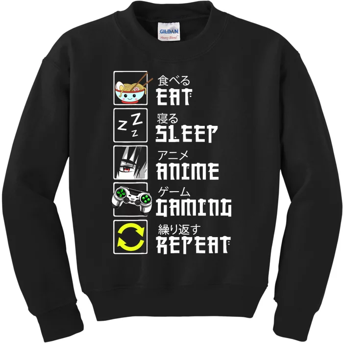 Eat Sleep Anime Gaming Repeat Kawaii Otaku Anime Manga Kids Sweatshirt