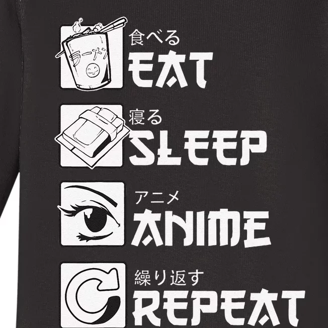 Eat Sleep Anime Repeat Mangas Baby Long Sleeve Bodysuit