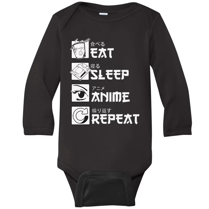 Eat Sleep Anime Repeat Mangas Baby Long Sleeve Bodysuit