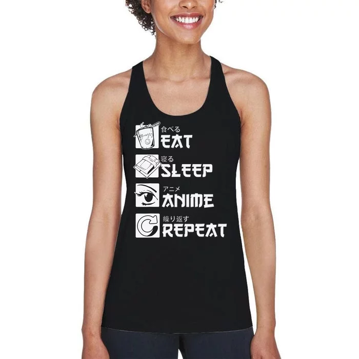 Eat Sleep Anime Repeat Mangas Women's Racerback Tank