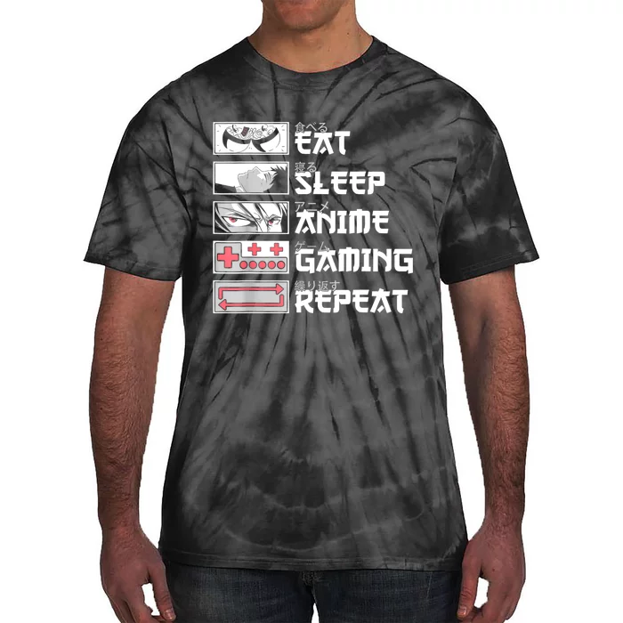 Eat Sleep Anime Gaming Repeat Otaku Manga Gamer Funny Anime Tie-Dye T-Shirt