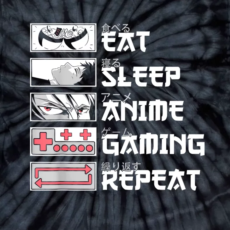 Eat Sleep Anime Gaming Repeat Otaku Manga Gamer Funny Anime Tie-Dye T-Shirt