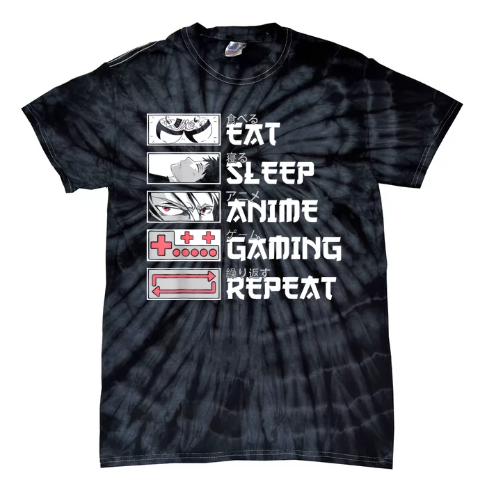 Eat Sleep Anime Gaming Repeat Otaku Manga Gamer Funny Anime Tie-Dye T-Shirt