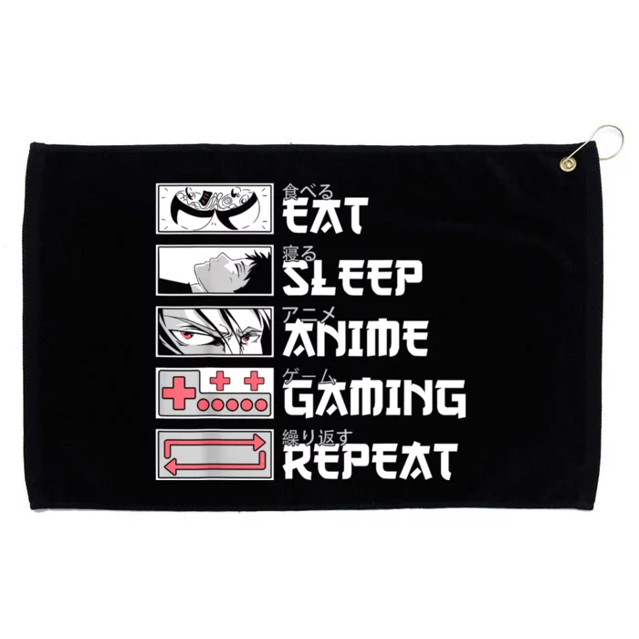 Eat Sleep Anime Gaming Repeat Otaku Manga Gamer Funny Anime Grommeted Golf Towel