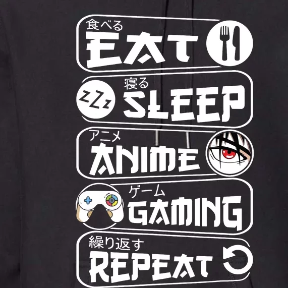 Eat Sleep Anime Gaming Repeat Kawaii Anime Gamer Premium Hoodie