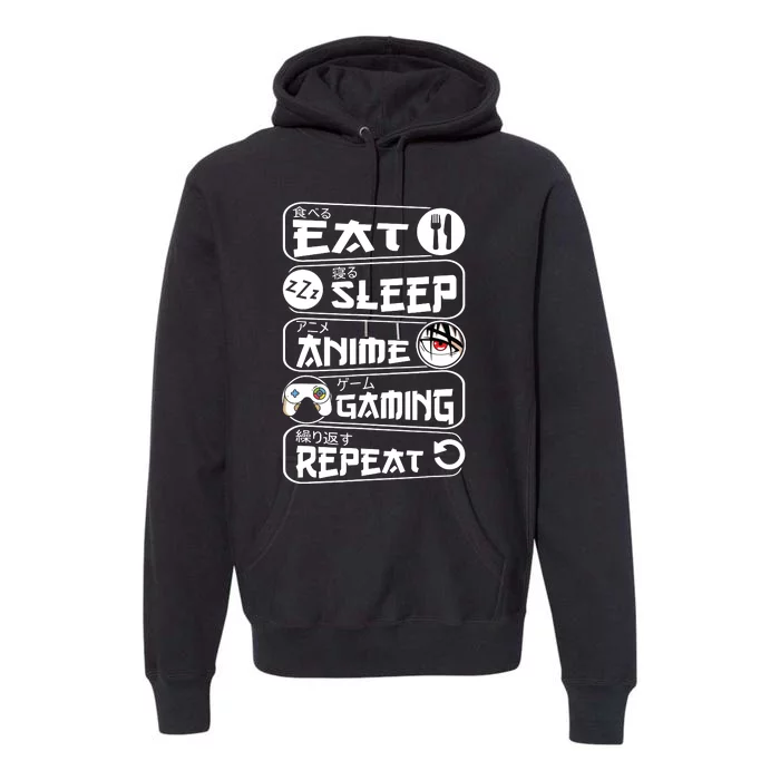 Eat Sleep Anime Gaming Repeat Kawaii Anime Gamer Premium Hoodie