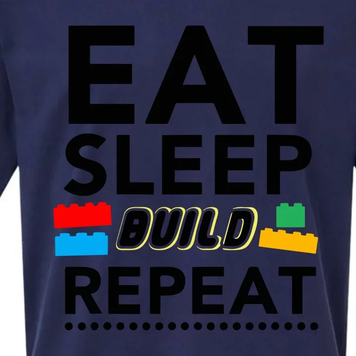 Eat Sleep Build Repeat Building Blocks Bricks Master Builder Sueded Cloud Jersey T-Shirt