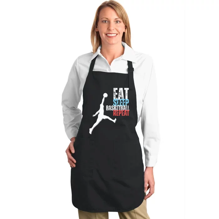 Eat Sleep Basketball Repeat Players Full-Length Apron With Pocket