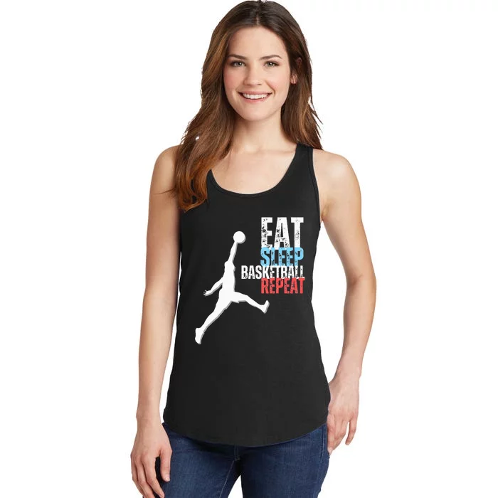 Eat Sleep Basketball Repeat Players Ladies Essential Tank