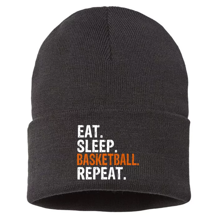 Eat Sleep Basketball Repeat Gift Sustainable Knit Beanie