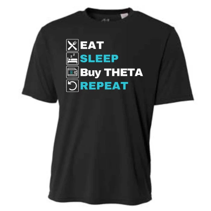 Eat Sleep Buy Theta Repeat, Theta Crypto Token, Theta Logo Cooling Performance Crew T-Shirt