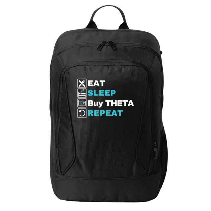 Eat Sleep Buy Theta Repeat, Theta Crypto Token, Theta Logo City Backpack