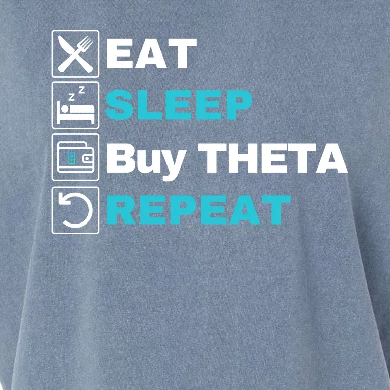 Eat Sleep Buy Theta Repeat, Theta Crypto Token, Theta Logo Garment-Dyed Women's Muscle Tee