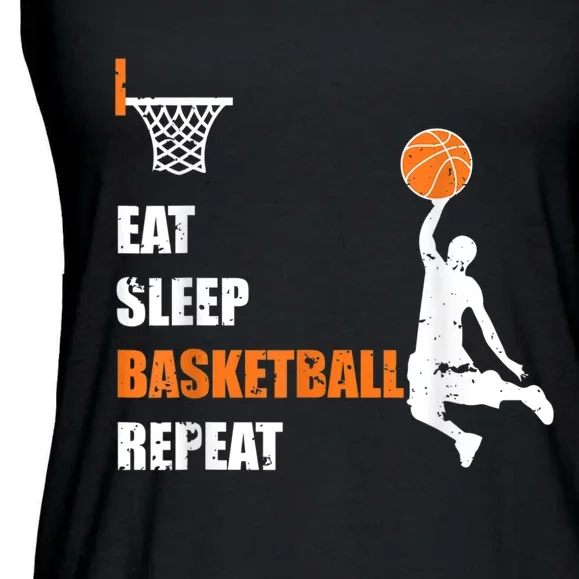 Eat Sleep Basketball Repeat Basketball Ladies Essential Flowy Tank