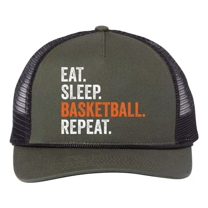 Eat Sleep Basketball Repeat Gift Retro Rope Trucker Hat Cap