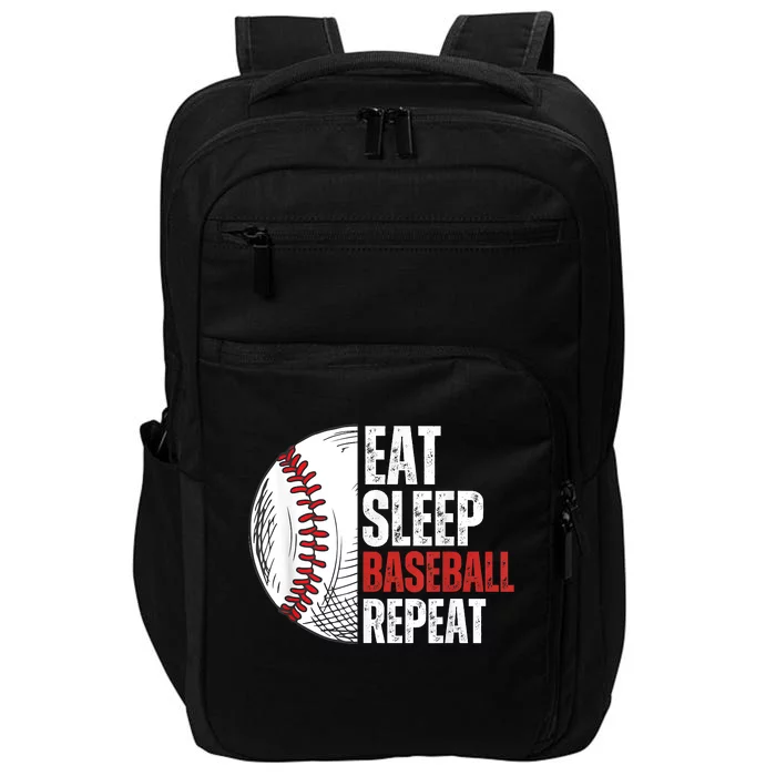 Eat Sleep Baseball Repeat Funny Baseball Players Impact Tech Backpack