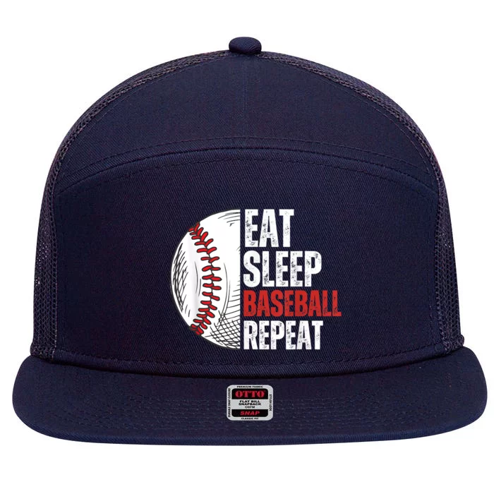 Eat Sleep Baseball Repeat Funny Baseball Players 7 Panel Mesh Trucker Snapback Hat