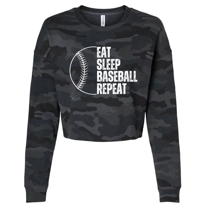 Eat Sleep Baseball Repeat Gift For Baseball Players Boy Cropped Pullover Crew