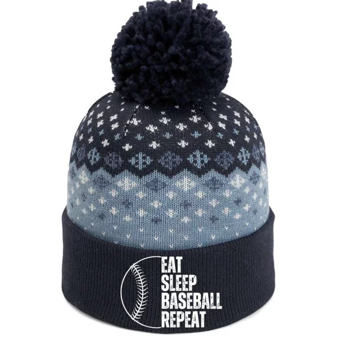 Eat Sleep Baseball Repeat Gift For Baseball Players Boy The Baniff Cuffed Pom Beanie