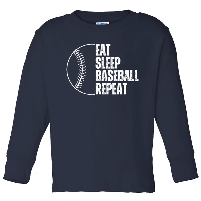 Eat Sleep Baseball Repeat Gift For Baseball Players Boy Toddler Long Sleeve Shirt