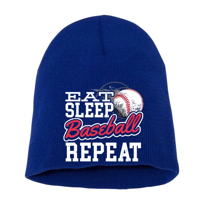 Eat Sleep Baseball Repeat Baseball Lovers Cute Gift Short Acrylic Beanie