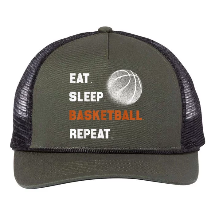 Eat Sleep Basketball Repeat Retro Rope Trucker Hat Cap